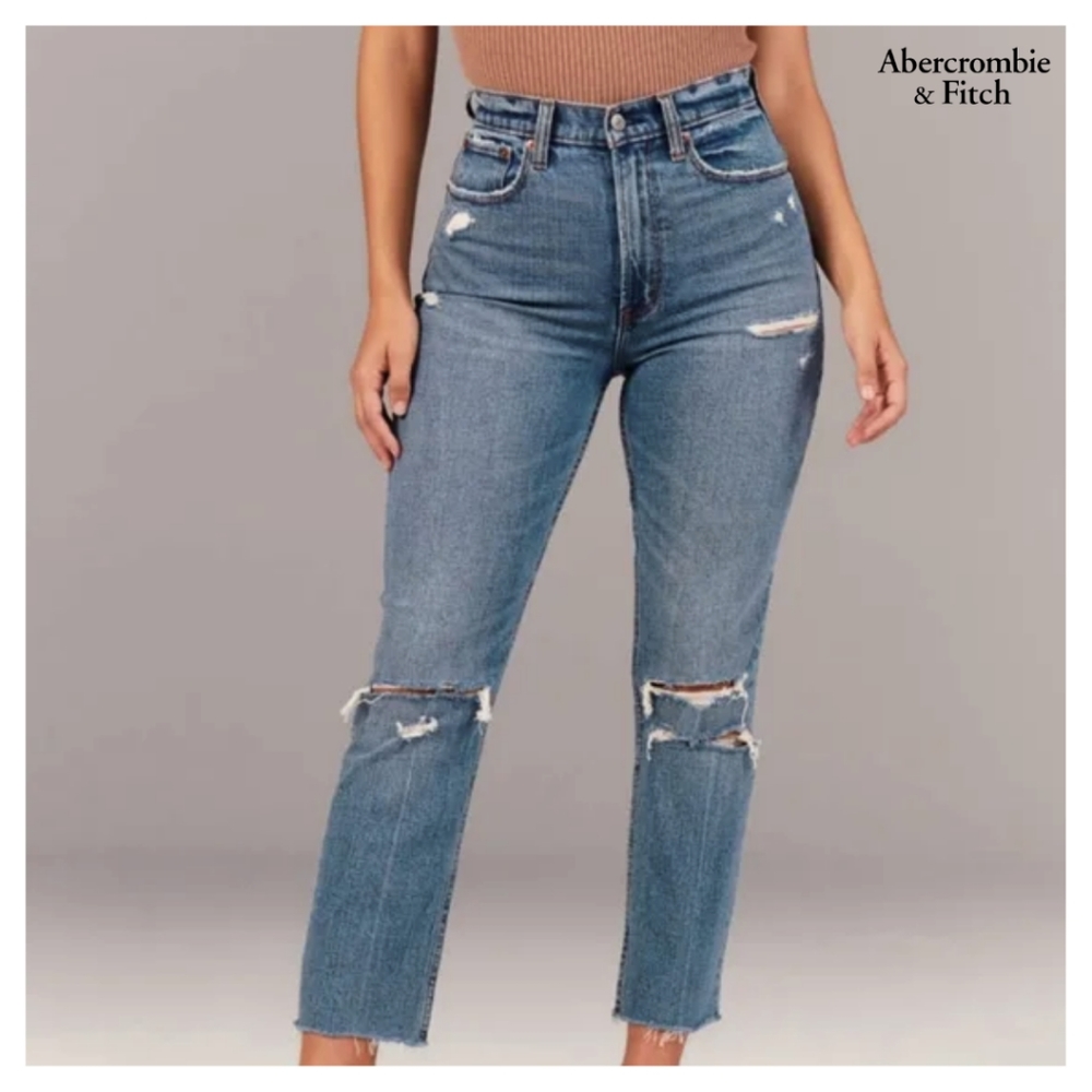 A&F Ultra High Rise Ankle Straight Jeans